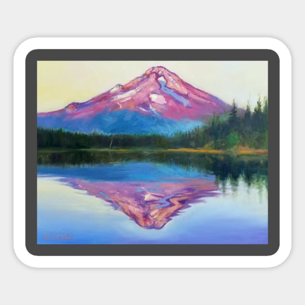 Mount Hood Trillium Lake Sticker by Abstrotica